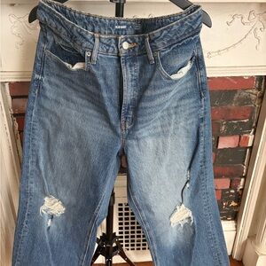 Old Navy Women's Medium Blue Distressed Boyfriend Jeans